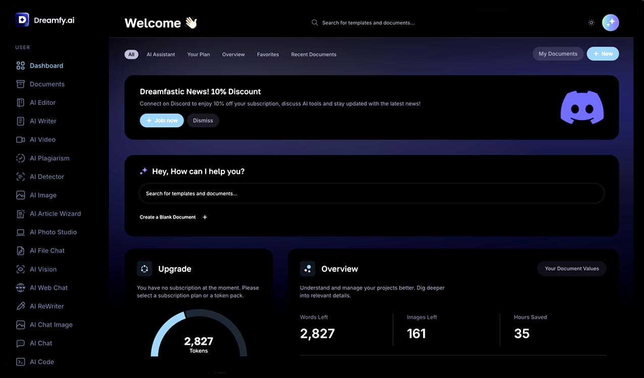 MagicAI Dashboard Mockup